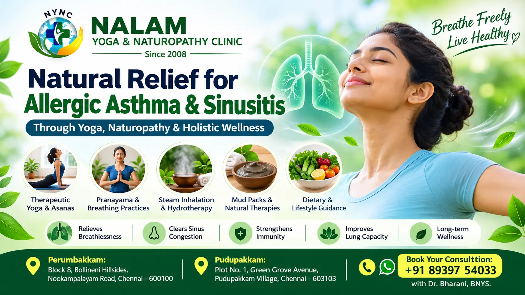 Allergic Asthma & Sinusitis Treatment Through Yoga & Naturopathy in Chennai