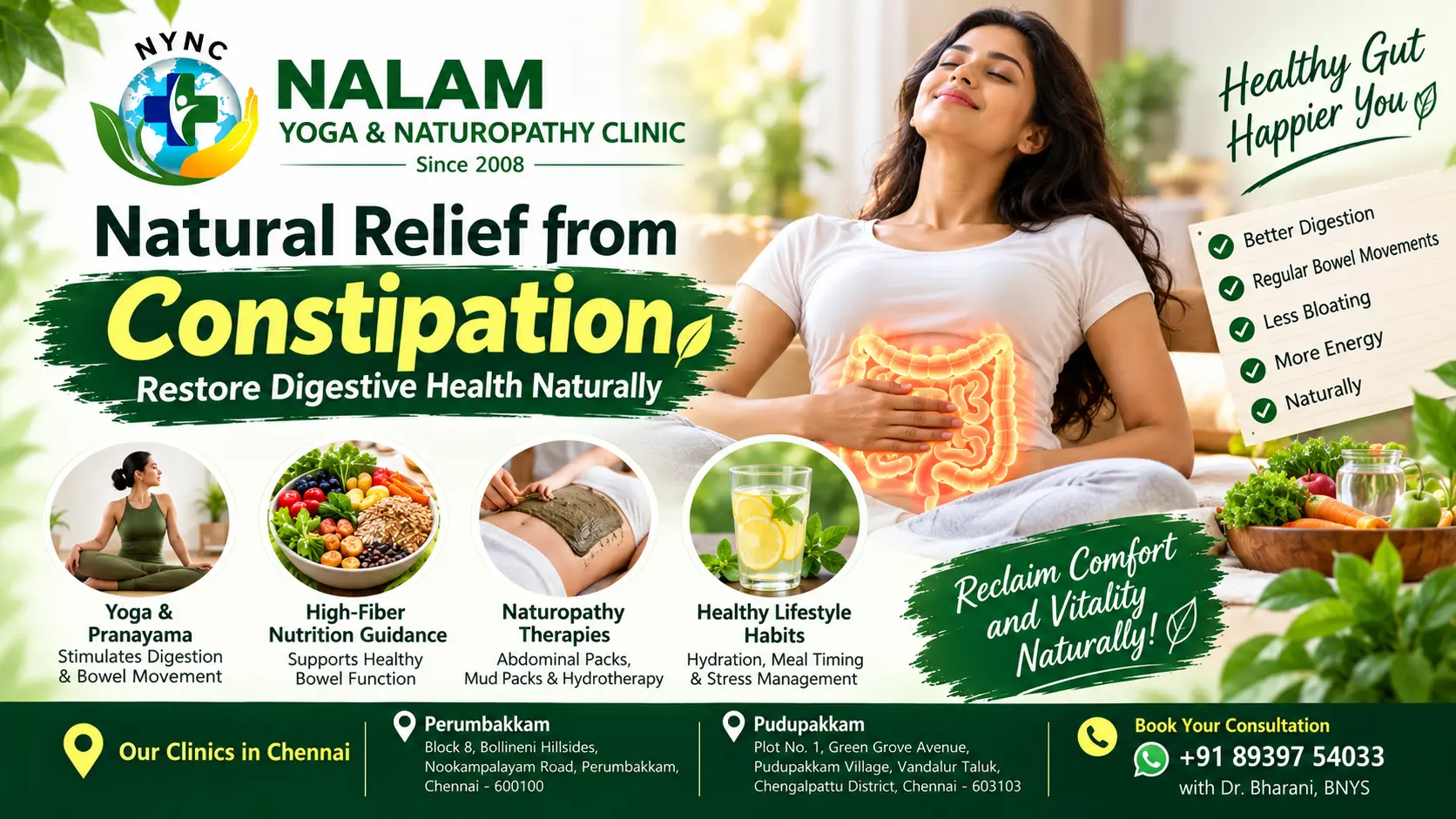 Natural Constipation Relief Through Yoga & Naturopathy in Chennai